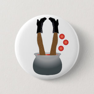 Badge Rond 5 Cm Joyeuse Jambe de sorcière Halloween