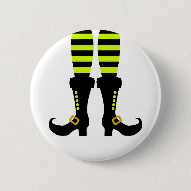 Badge Rond 5 Cm Joyeuse Jambe de sorcière Halloween (Devant)