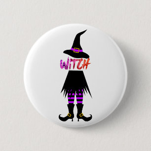 Badge Rond 5 Cm Joyeuse Jambe de sorcière Halloween