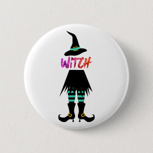 Badge Rond 5 Cm Joyeuse Jambe de sorcière Halloween