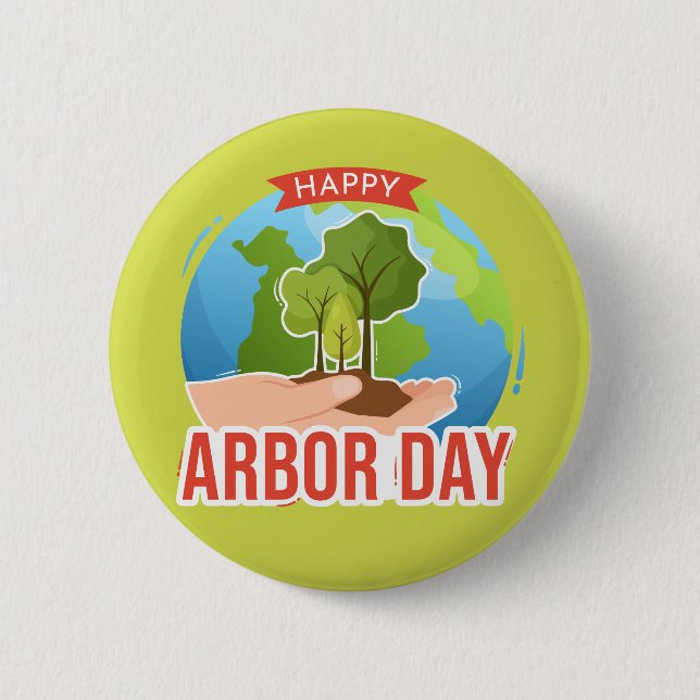 Badge Rond 5 Cm Joyeuse Journée de l'Arbour (Devant)