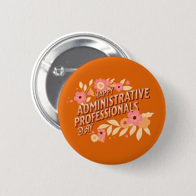 Badge Rond 5 Cm Joyeuse journée des professionnels administratifs  (Devant & derrière)