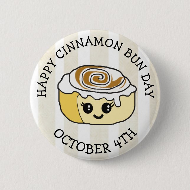Badge Rond 5 Cm Joyeuse Journée du rouleau de cannelle 4 octobre (Devant)