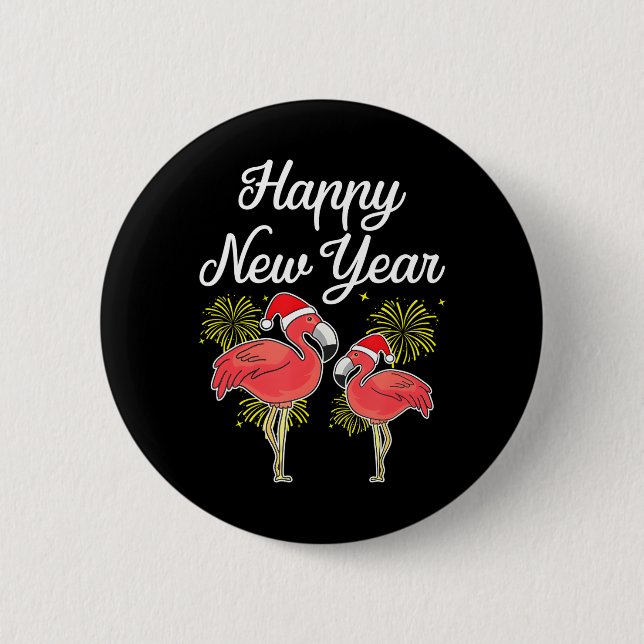 Badge Rond 5 Cm Joyeuse nouvelle année pour Flamant rose amoureux  (Devant)