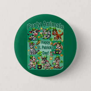 Badge Rond 5 Cm Joyeuse Saint-Patrick avec les adorables "Animaux 