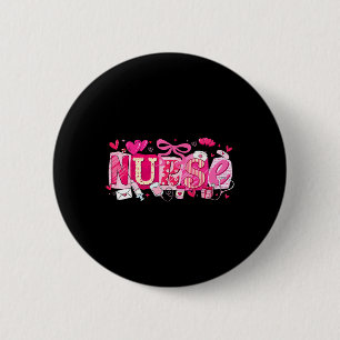 Badge Rond 5 Cm Joyeuse Saint-Valentin Infirmière Coquette Nœud Cœ