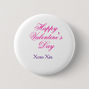 Badge Rond 5 Cm Joyeuse Saint-Valentin rose violet xoxo amour nom 