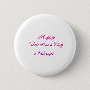 Badge Rond 5 Cm Joyeuse Saint-Valentin texte rose nom message