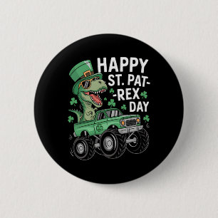 Badge Rond 5 Cm Joyeuse St Pat-rex Patricks Day Dinosaure Monstre 