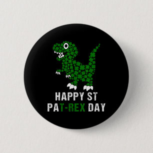 Badge Rond 5 Cm Joyeuse St Patrick Patrex T-rex Dinosaure Drôle 
