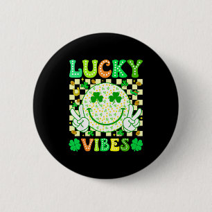 Badge Rond 5 Cm Joyeuse St Patricks Day Vibes Chanceuses Trèfle Fe