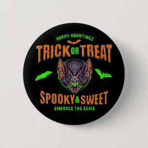 Badge Rond 5 Cm Joyeuses apparitions   Chauves-souris Halloween de