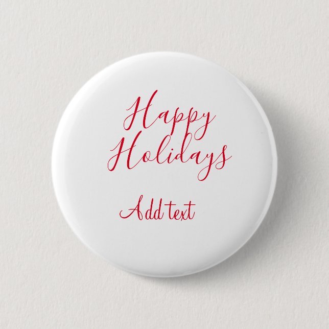 Badge Rond 5 Cm Joyeuses fêtes Noël calligraphie rouge simple mi (Devant)