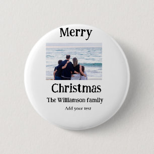 Badge Rond 5 Cm Joyeuses vacances ajouter le nom de famille photo