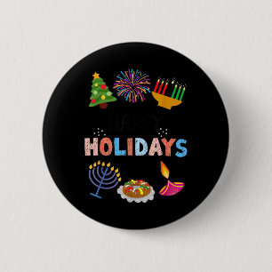 Badge Rond 5 Cm Joyeuses vacances amusantes Diwali Kwanzaa Hanoukk