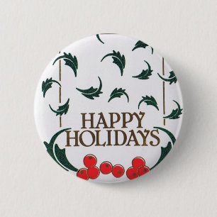 Badge Rond 5 Cm Joyeuses vacances Holly
