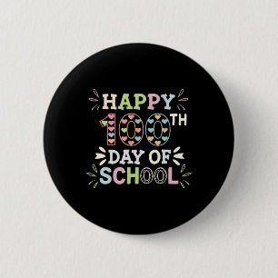 Badge Rond 5 Cm Joyeux 100ème Jour De L'École Tie Dye Arc En Ciel 