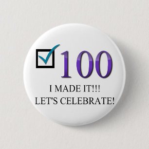 Badge Rond 5 Cm Joyeux 100th anniversaire