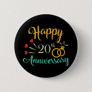 Badge Rond 5 Cm Joyeux 20e anniversaire jumelés Couples 20e annive