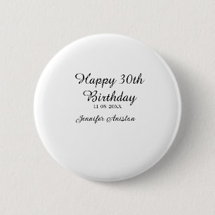 Badge Rond 5 Cm Joyeux 30e anniversaire ajouter nom date élégant s