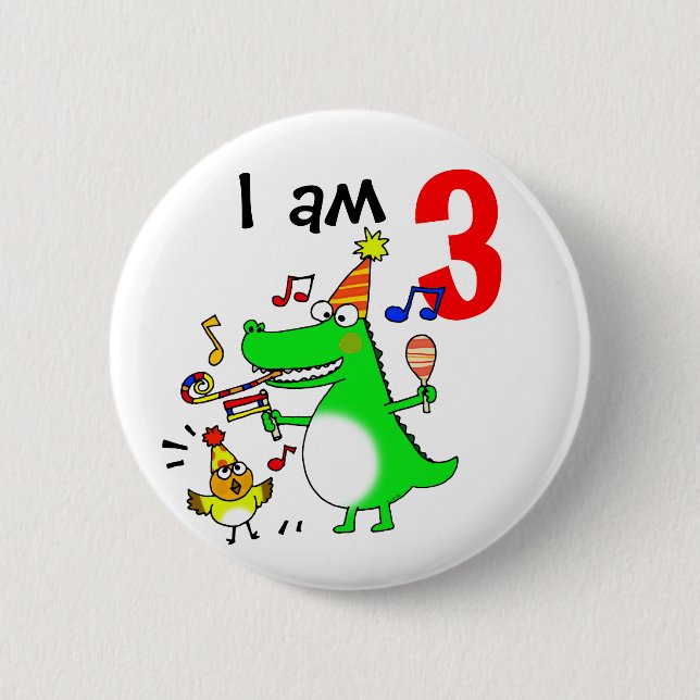 Badge Rond 5 Cm Joyeux 3ème anniversaire (j'ai 3) ans (Devant)