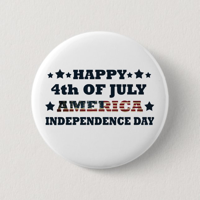 Badge Rond 5 Cm Joyeux 4 juillet fête de l'indépendance Amérique (Devant)