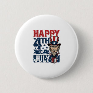 Badge Rond 5 Cm Joyeux 4 juillet vintage oncle patriotique chemise