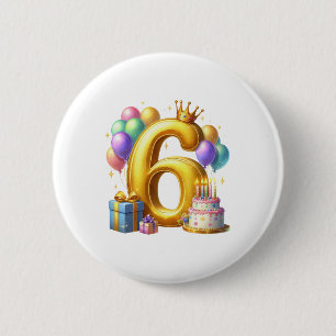 Badge Rond 5 Cm Joyeux 6e Anniversaire