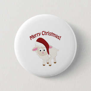 Badge Rond 5 Cm Joyeux agneau de Noël