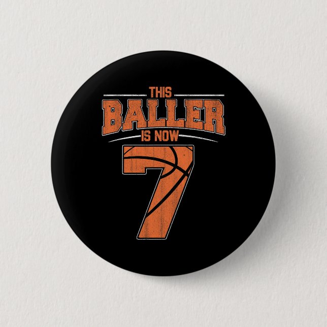 Badge Rond 5 Cm Joyeux Anniversaire 7e 7 ans Basketball Garçons Se (Devant)