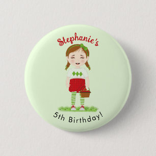 Badge Rond 5 Cm Joyeux Anniversaire aux Fruits Rouges