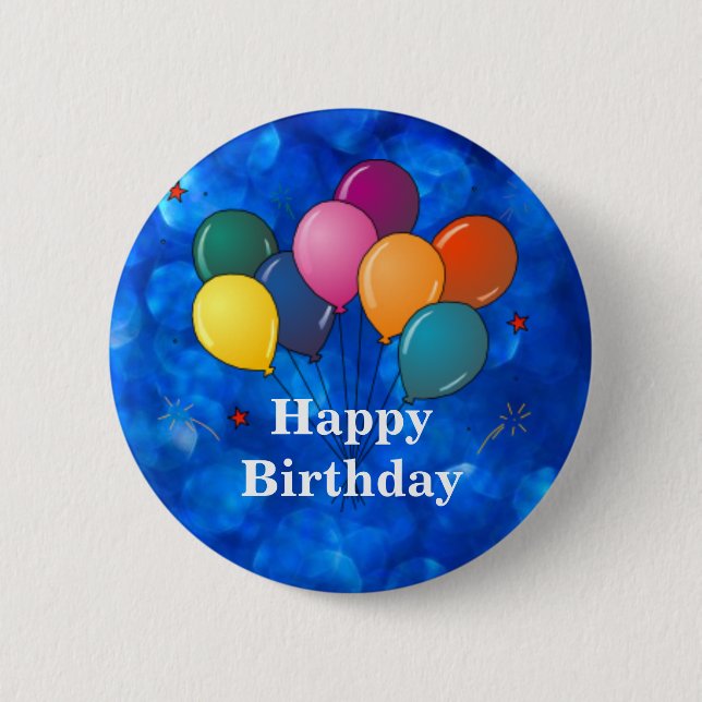 Badge Rond 5 Cm "Joyeux anniversaire", Ballons de fête (Devant)