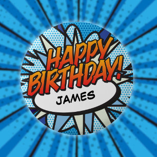 Badge Rond 5 Cm Joyeux Anniversaire Bande Dessinée Moderne et Amus