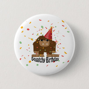Badge Rond 5 Cm Joyeux Anniversaire Bigfoot Mignon Squatchy