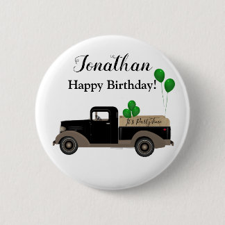 Badge Rond 5 Cm Joyeux Anniversaire Camion Balloons Bouton Épingle