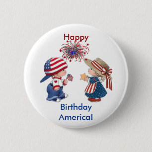 Badge Rond 5 Cm Joyeux anniversaire de l'Amérique