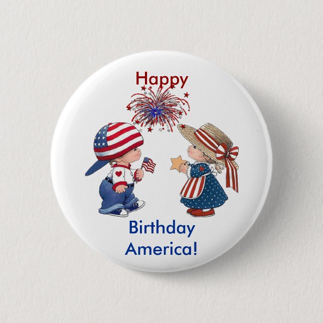 Badge Rond 5 Cm Joyeux anniversaire de l'Amérique (Devant)