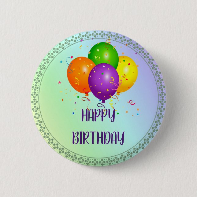 Badge Rond 5 Cm Joyeux anniversaire, design populaire,  (Devant)