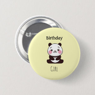 Badge Rond 5 Cm Joyeux anniversaire ourson panda mignon jaune