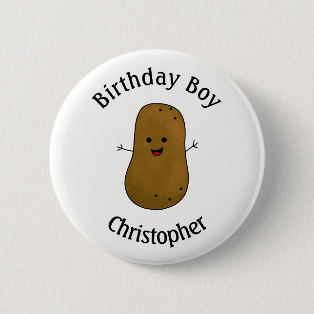 Badge Rond 5 Cm Joyeux Anniversaire Patate Personnalisé (Devant)