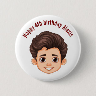 Badge Rond 5 Cm Joyeux Anniversaire Personnalisé Nom Pin Visage
