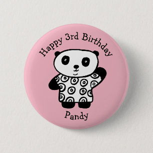 Badge Rond 5 Cm Joyeux Anniversaire personnalisé Pandy le Panda
