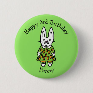 Badge Rond 5 Cm Joyeux Anniversaire personnalisé Penny le Lapin