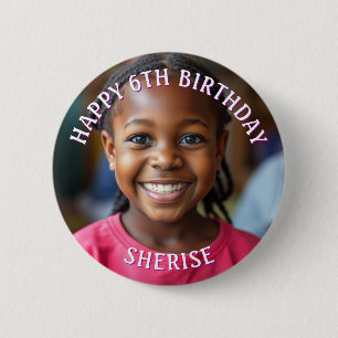 Badge Rond 5 Cm Joyeux anniversaire Photo personnalisée et nom