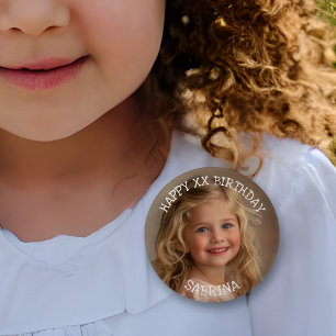 Badge Rond 5 Cm Joyeux anniversaire Photo personnalisée, nom et âg