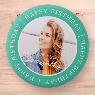 Badge Rond 5 Cm Joyeux anniversaire simple Preppy moderne photo pe