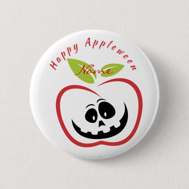 Badge Rond 5 Cm Joyeux Appleween Jack O'lantern Thunder_Cove (Devant)