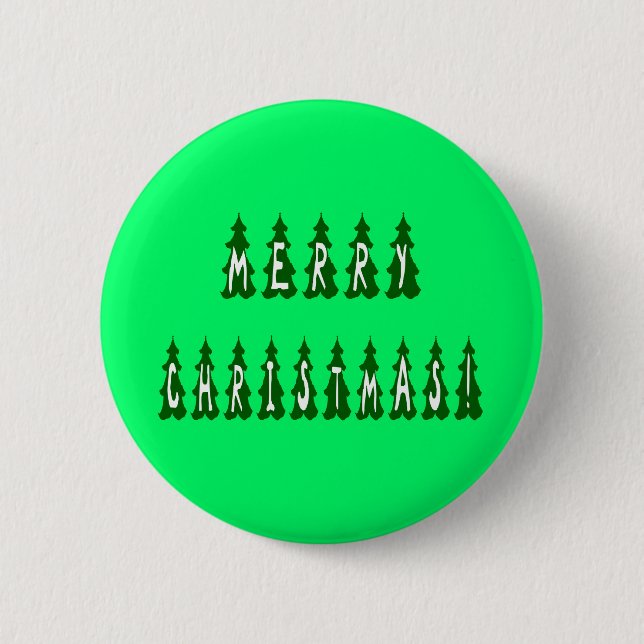 Badge Rond 5 Cm Joyeux arbre de Noël Police (Devant)