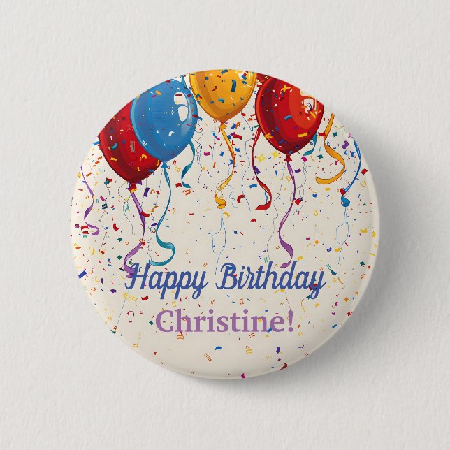 Badge Rond 5 Cm Joyeux Ballons d'anniversaire Conception personnal (Devant)