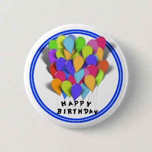 Badge Rond 5 Cm Joyeux Ballons d'anniversaire pour garçon (Trim bl